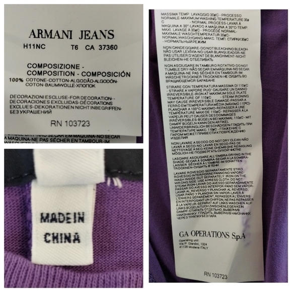 Armani Jeans Men's Retro Graphic Purple T-Shirt - Picture 5 of 8